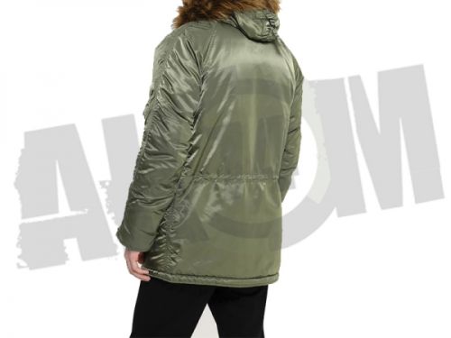 Куртка зимняя "АЛЯСКА", модель Slim fit N-3B Parka, зеленая, оранж. подклад,  р.XL ALPHA Industries inc. US