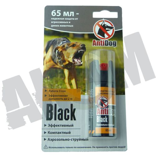 Устройство аэрозольное "AntiDog Black" защита от агрессивных и диких животных 65мл
